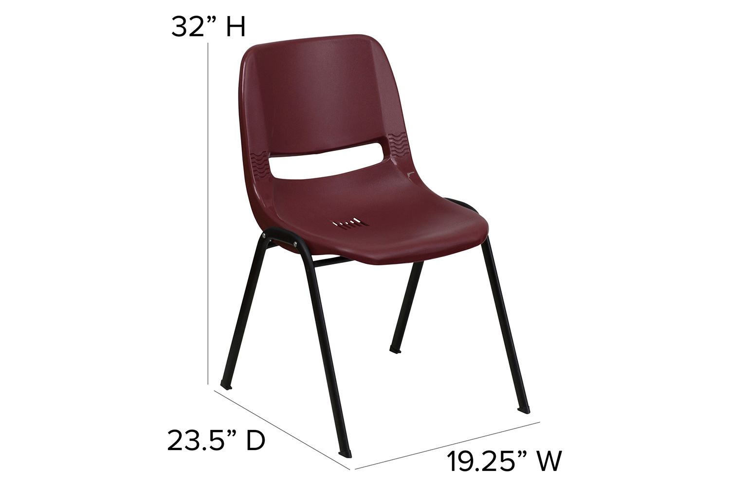 BLNK HERCULES Series Ergonomic Shell Stack Chair - Burgundy/Black, 17,75"H Seat