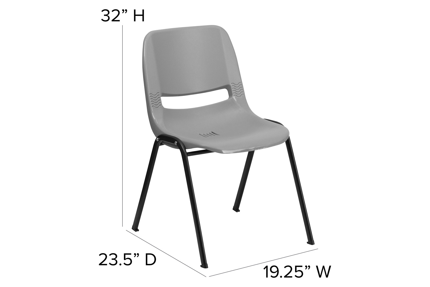 BLNK HERCULES Series Ergonomic Shell Stack Chair - Gray/Black, 17,75"H Seat