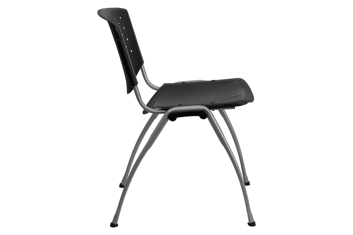 BLNK HERCULES Series Plastic Stack Chair with Titanium Gray Powder Coated Frame - Black