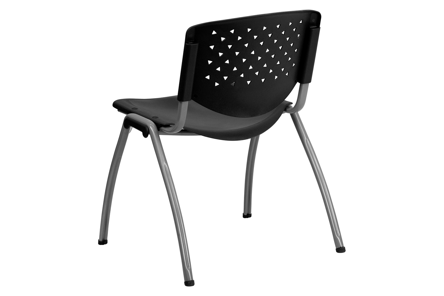 BLNK HERCULES Series Plastic Stack Chair with Titanium Gray Powder Coated Frame - Black