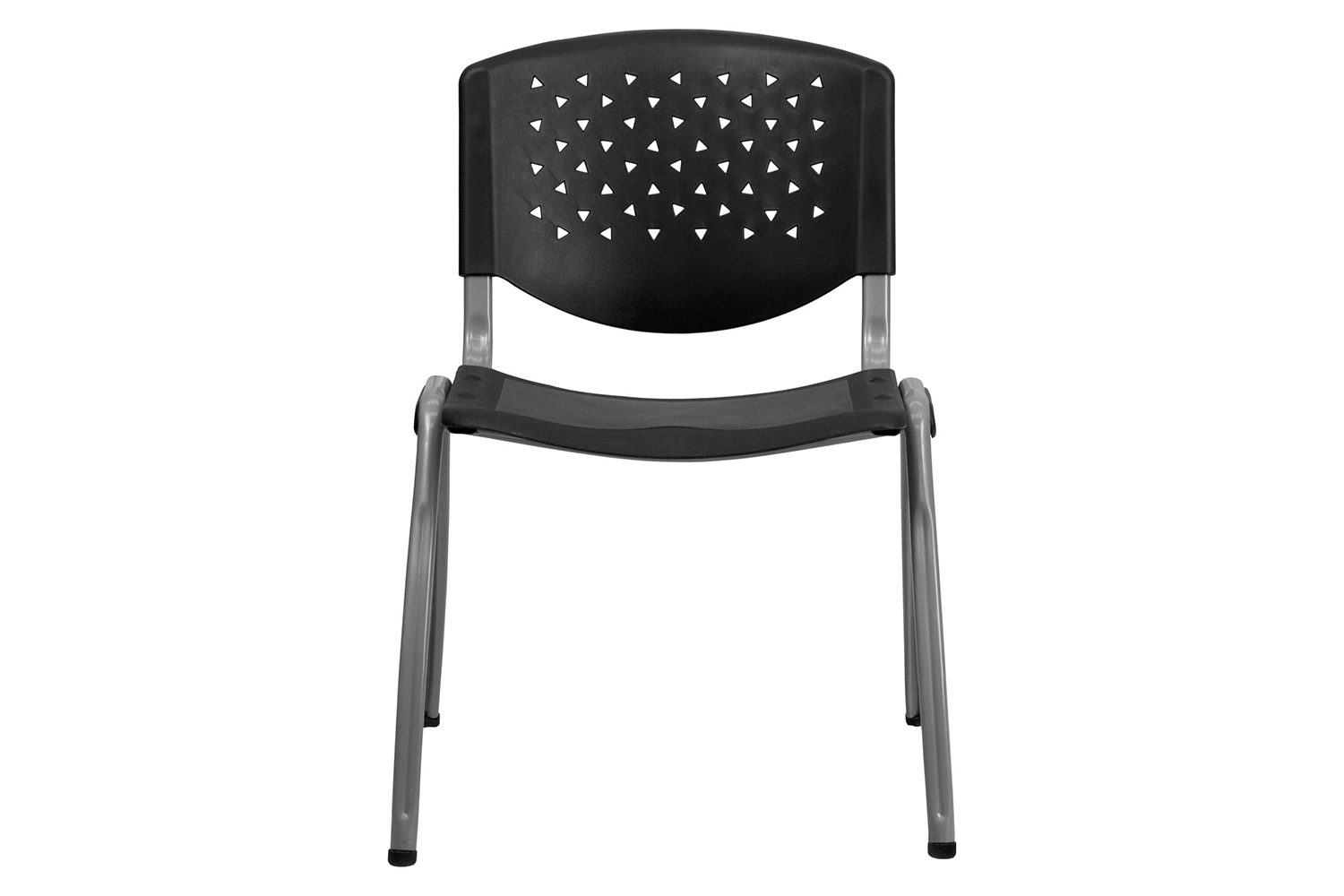 BLNK HERCULES Series Plastic Stack Chair with Titanium Gray Powder Coated Frame - Black
