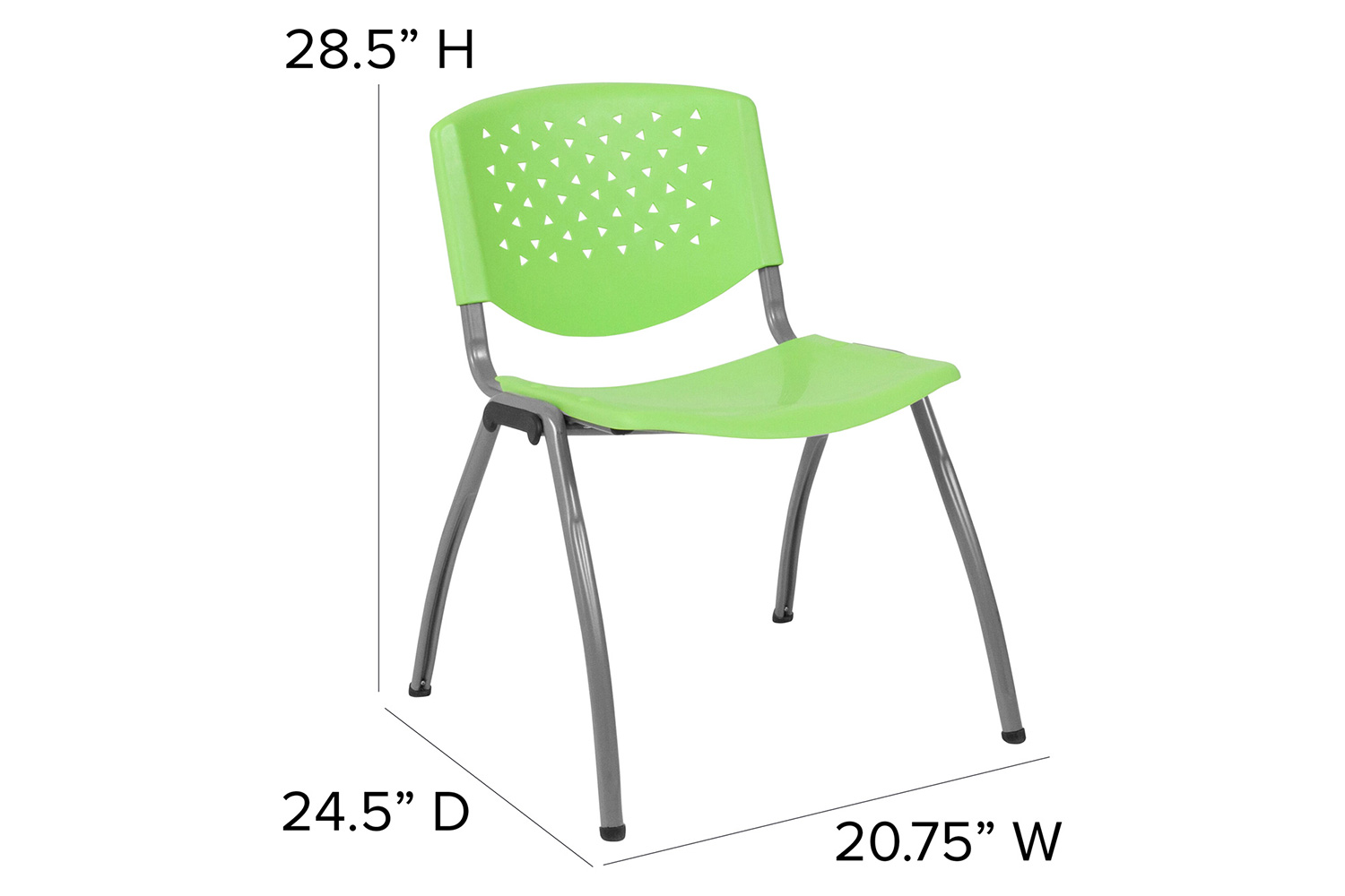 BLNK HERCULES Series Plastic Stack Chair with Titanium Gray Powder Coated Frame - Green