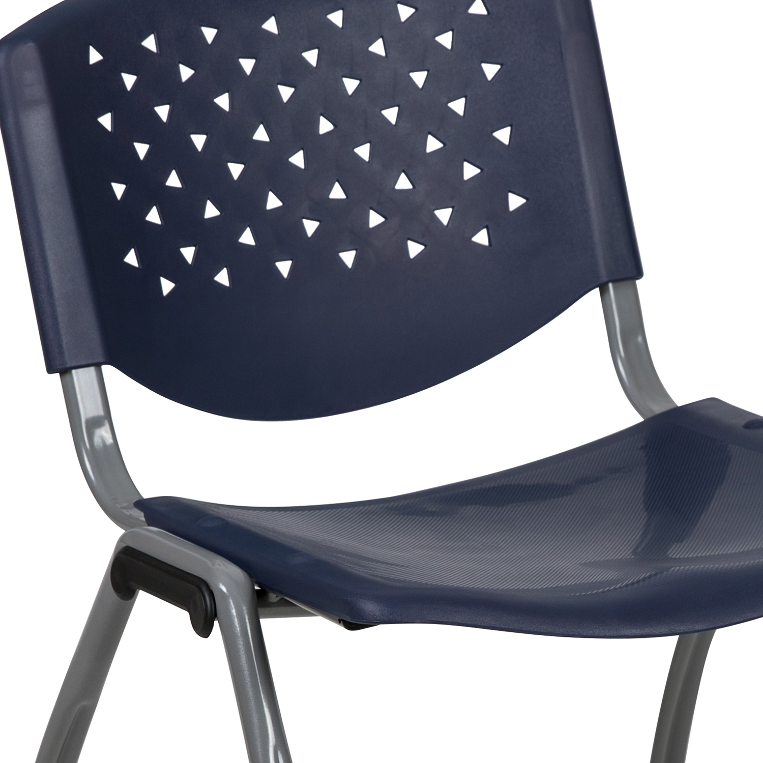 BLNK HERCULES Series Plastic Stack Chair with Titanium Gray Powder Coated Frame - Navy