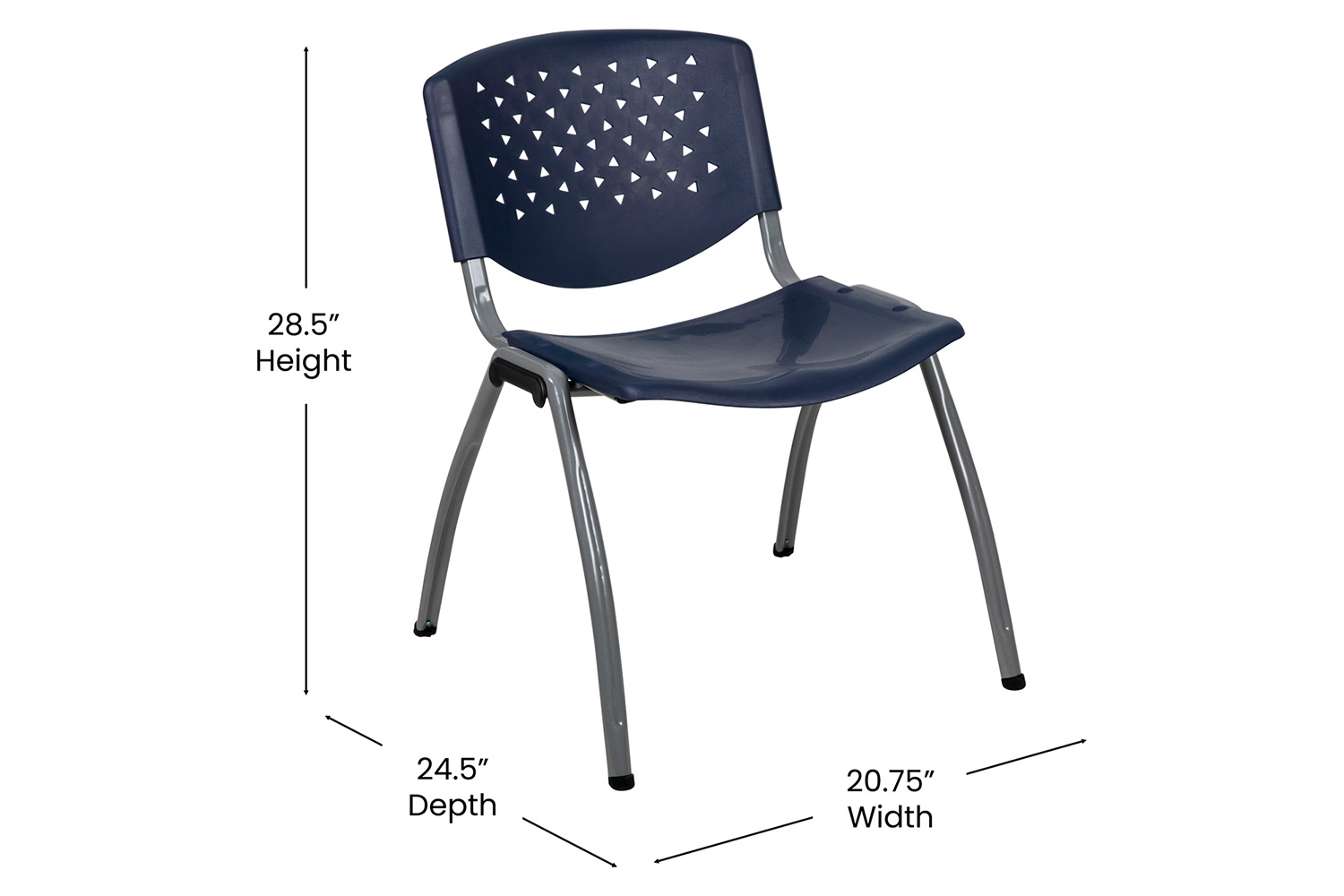 BLNK HERCULES Series Plastic Stack Chair with Titanium Gray Powder Coated Frame - Navy