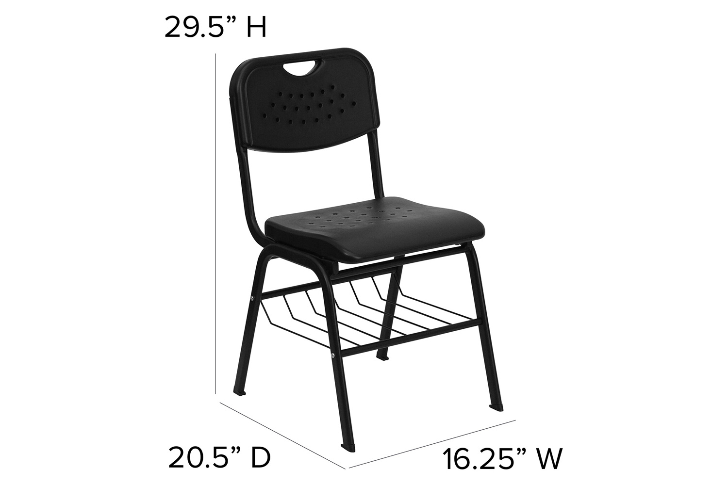 BLNK - HERCULES Series Chair with Black Frame and Book Basket