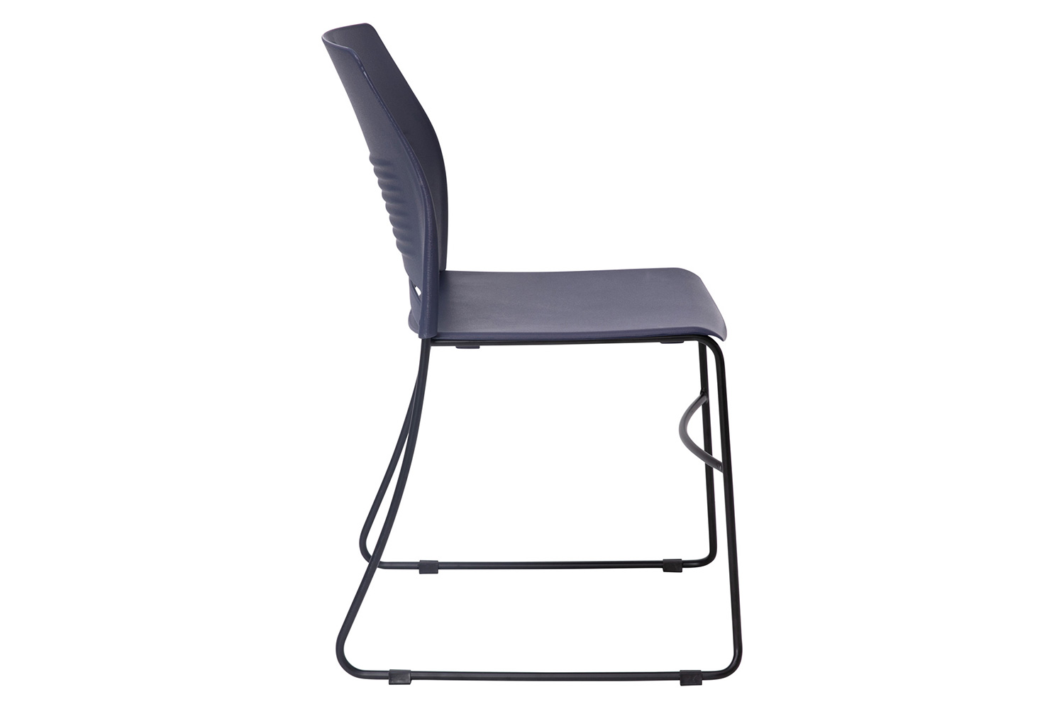 BLNK HERCULES Series Commercial Plastic Stack Chair with Black Powder Coated Sled Base Frame and Integrated Carrying Handle - Navy