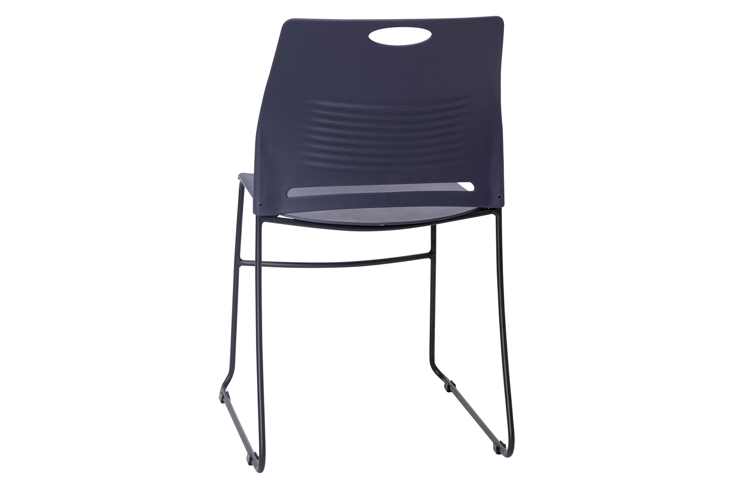 BLNK HERCULES Series Commercial Plastic Stack Chair with Black Powder Coated Sled Base Frame and Integrated Carrying Handle - Navy