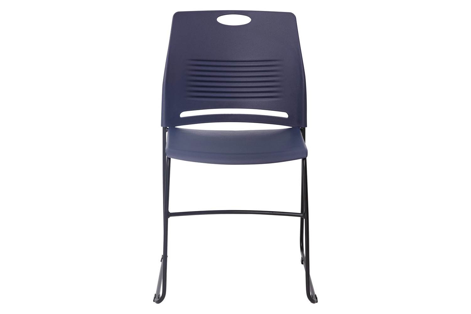 BLNK HERCULES Series Commercial Plastic Stack Chair with Black Powder Coated Sled Base Frame and Integrated Carrying Handle - Navy