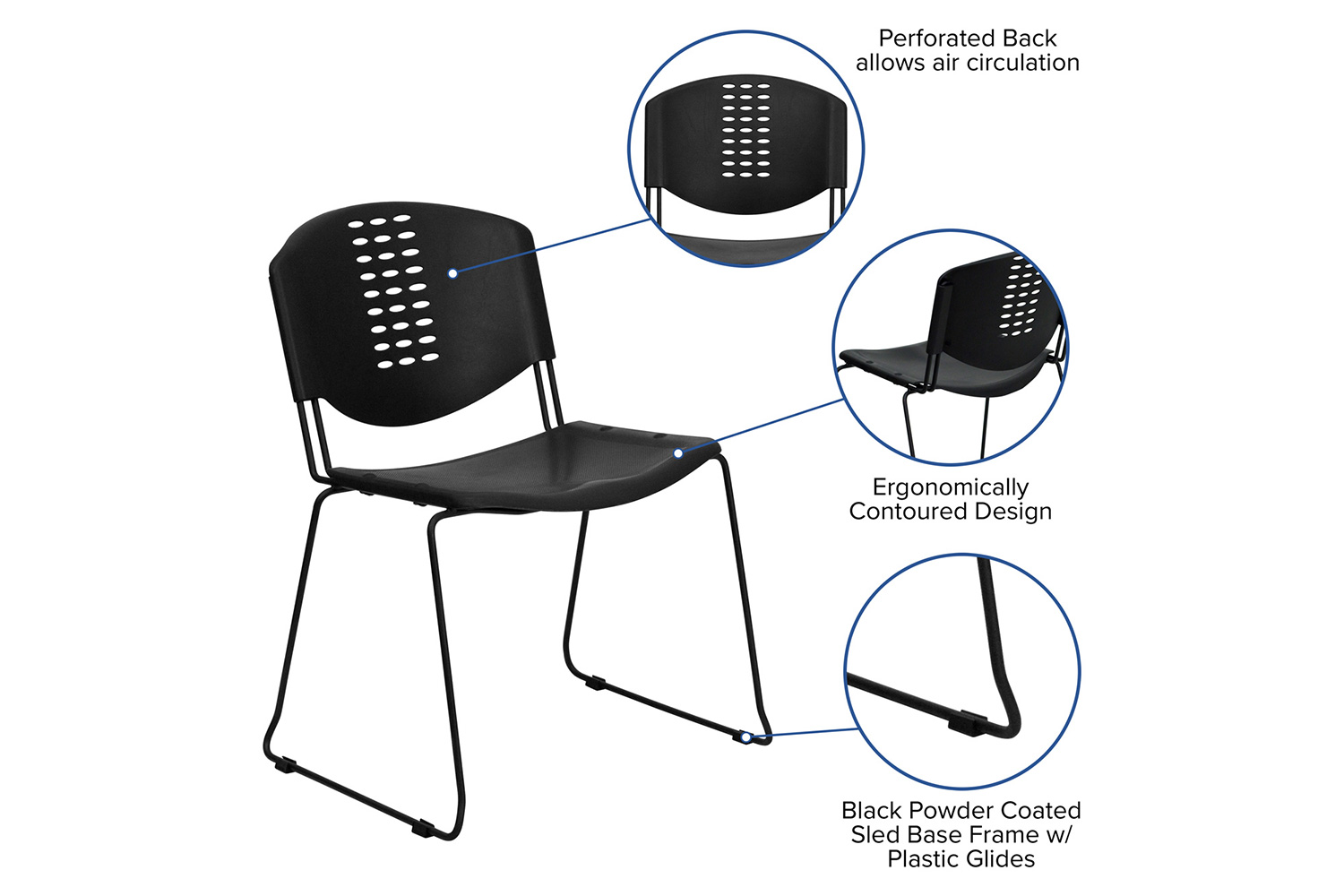 BLNK - HERCULES Series Plastic Stack Chair with Frame