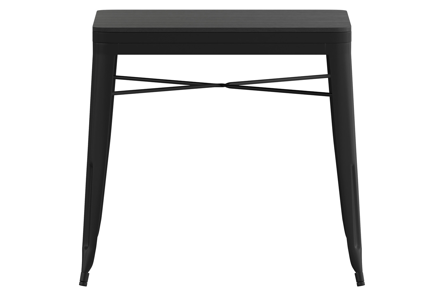 BLNK - Helvey Commercial Indoor-Outdoor Square Steel Patio Dining Table for 4 with Black Poly Resin Slatted Top