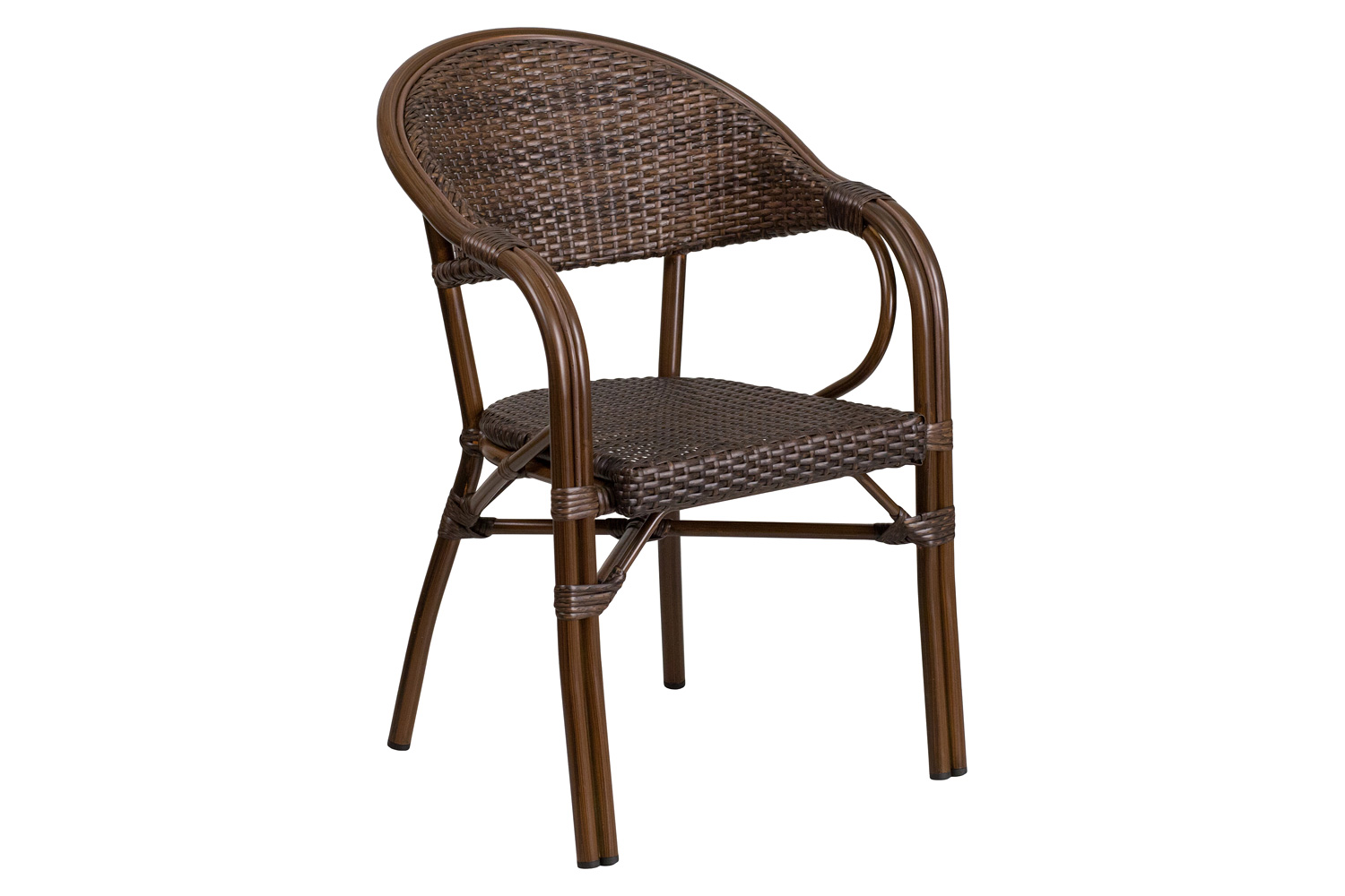 BLNK Milano Series Rattan Restaurant Patio Chair with Bamboo-Aluminum Frame - Cocoa