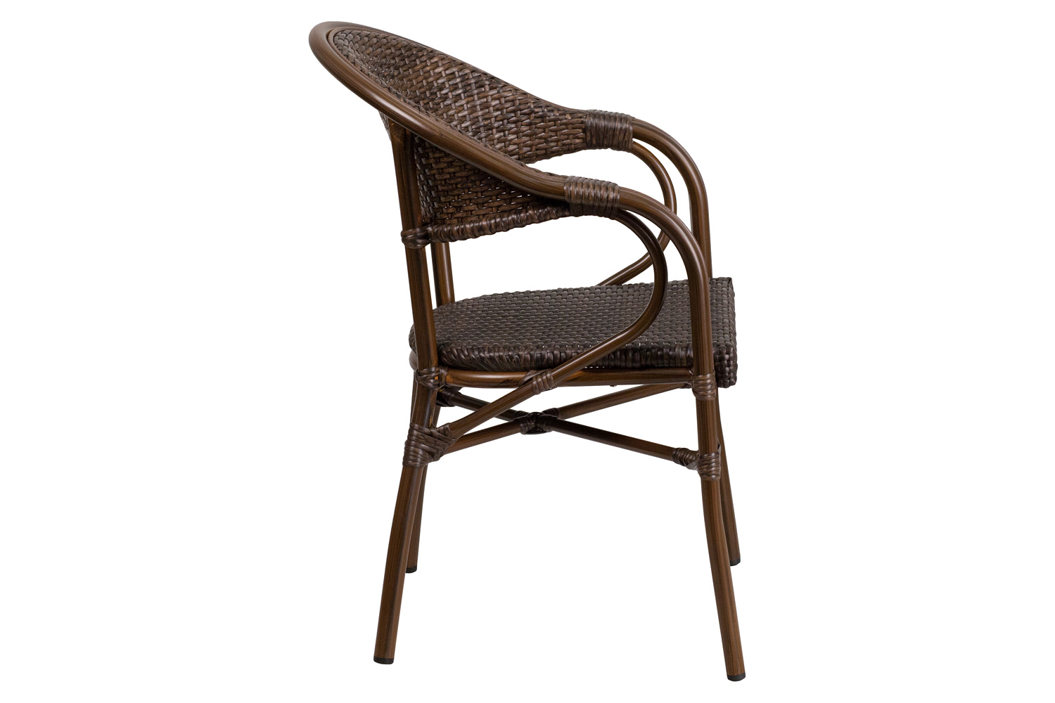 BLNK Milano Series Rattan Restaurant Patio Chair with Bamboo-Aluminum Frame - Cocoa