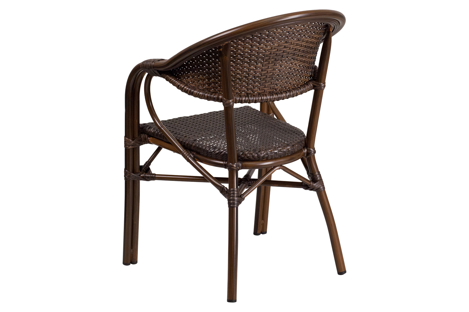 BLNK Milano Series Rattan Restaurant Patio Chair with Bamboo-Aluminum Frame - Cocoa