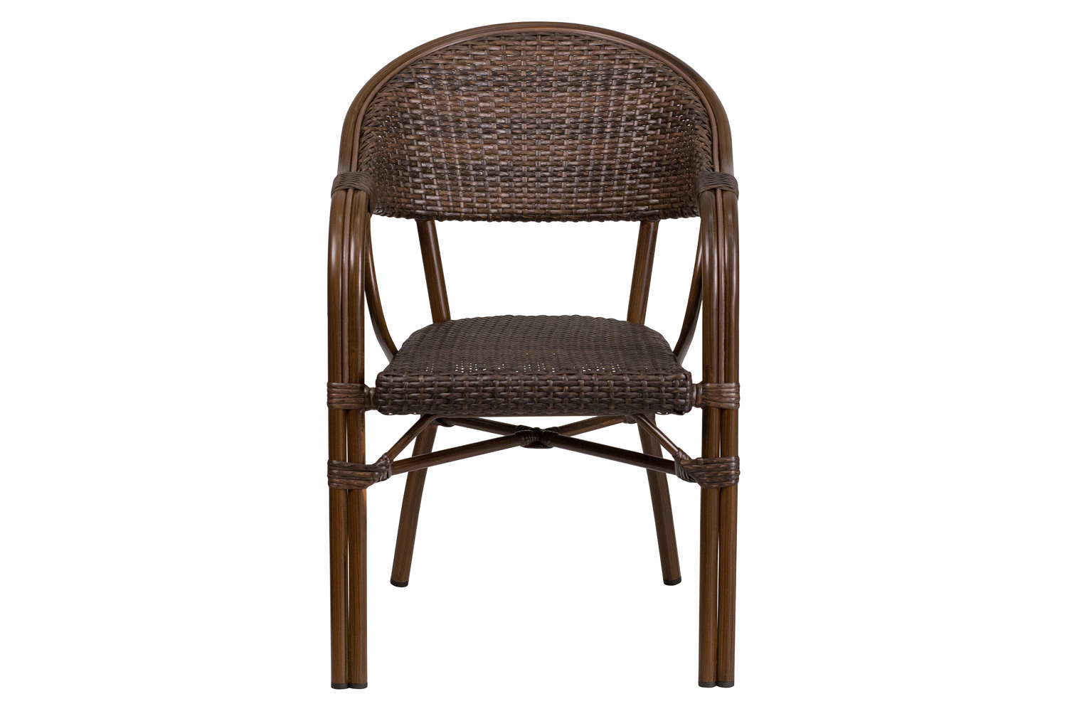 BLNK Milano Series Rattan Restaurant Patio Chair with Bamboo-Aluminum Frame - Cocoa