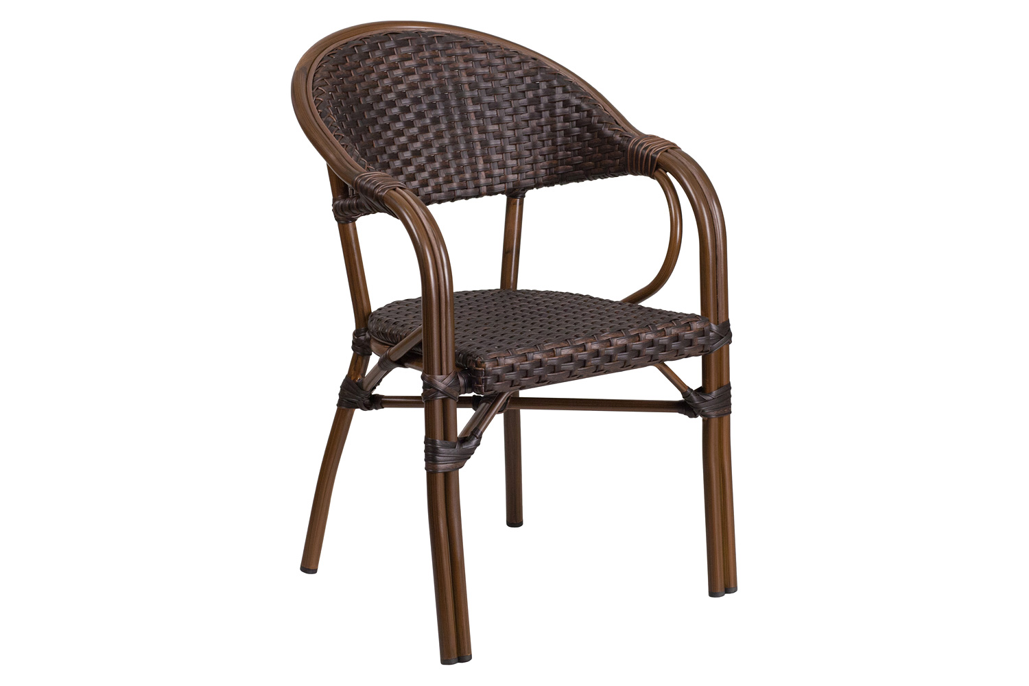 BLNK - Milano Series Rattan Restaurant Patio Chair with Bamboo-Aluminum Frame
