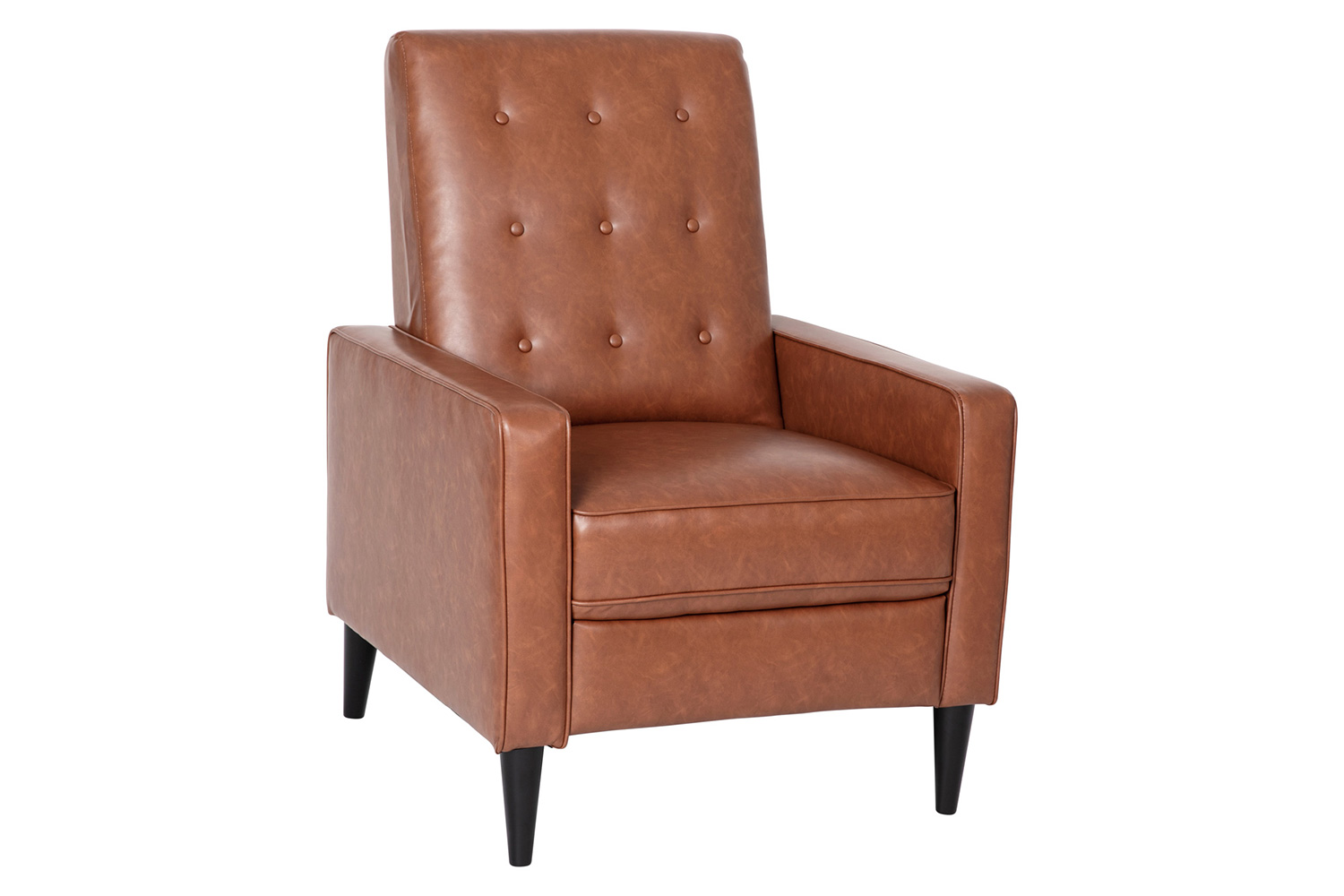 BLNK - Ezra LeatherSoft Mid-Century Modern Upholstered Button Tufted Pushback Recliner