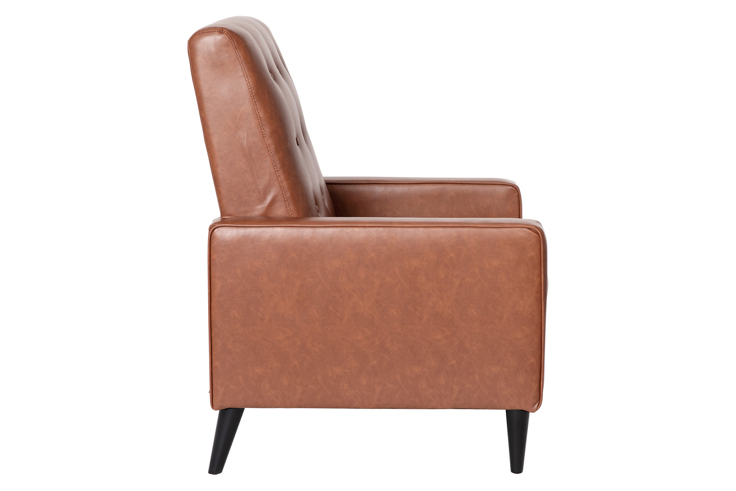 BLNK Ezra LeatherSoft Mid-Century Modern Upholstered Button Tufted Pushback Recliner - Brown