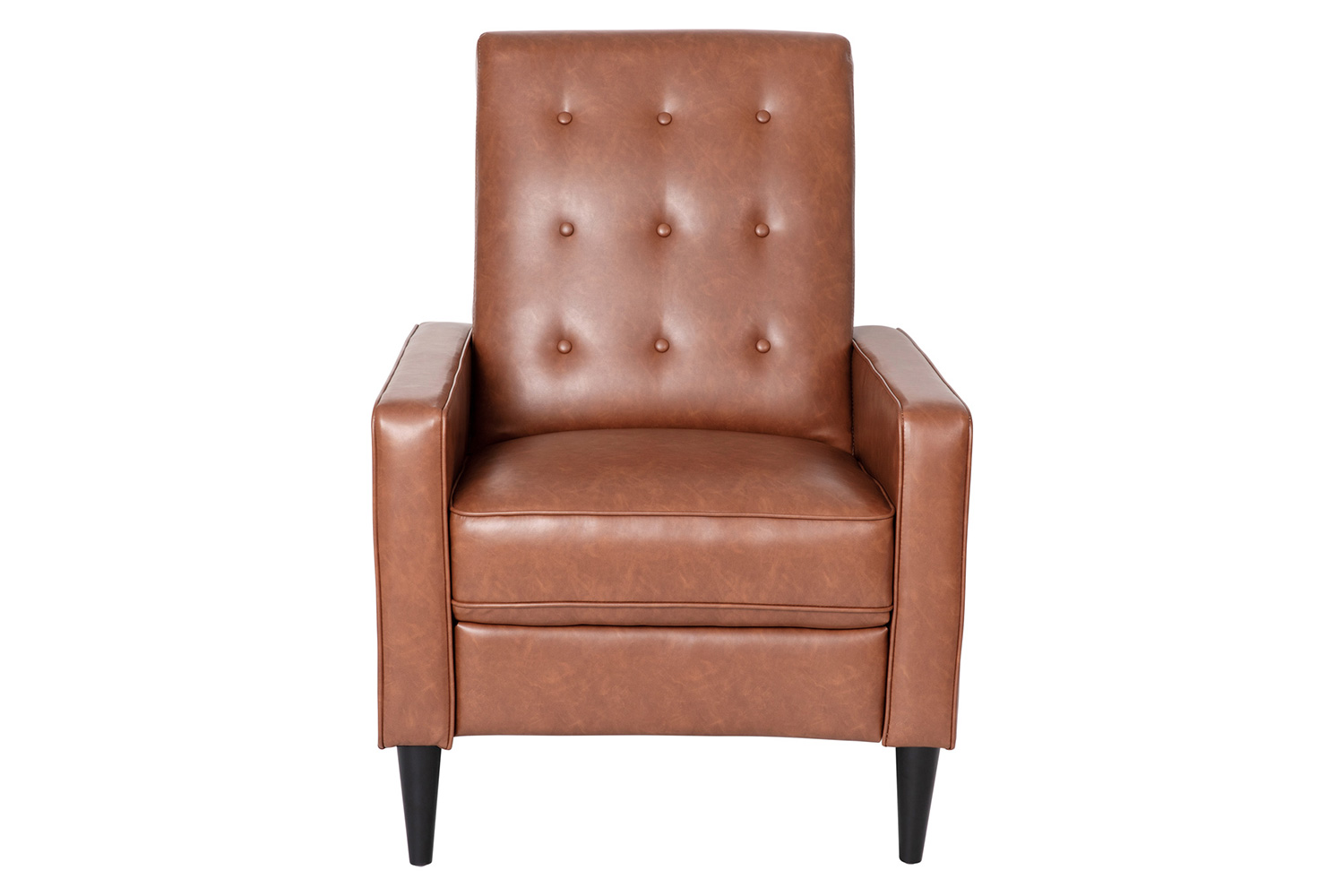 BLNK Ezra LeatherSoft Mid-Century Modern Upholstered Button Tufted Pushback Recliner - Brown