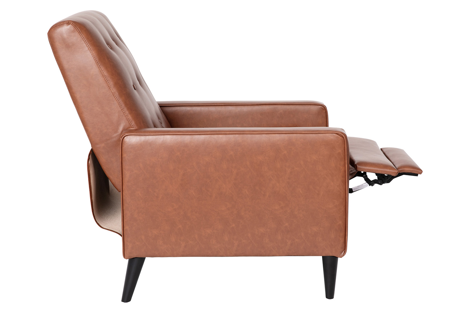 BLNK Ezra LeatherSoft Mid-Century Modern Upholstered Button Tufted Pushback Recliner - Brown