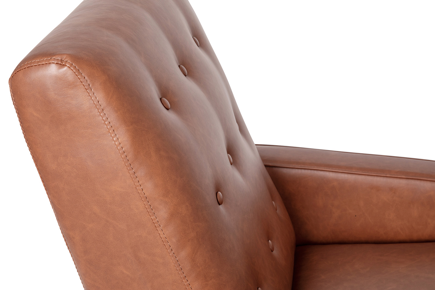 BLNK Ezra LeatherSoft Mid-Century Modern Upholstered Button Tufted Pushback Recliner - Brown