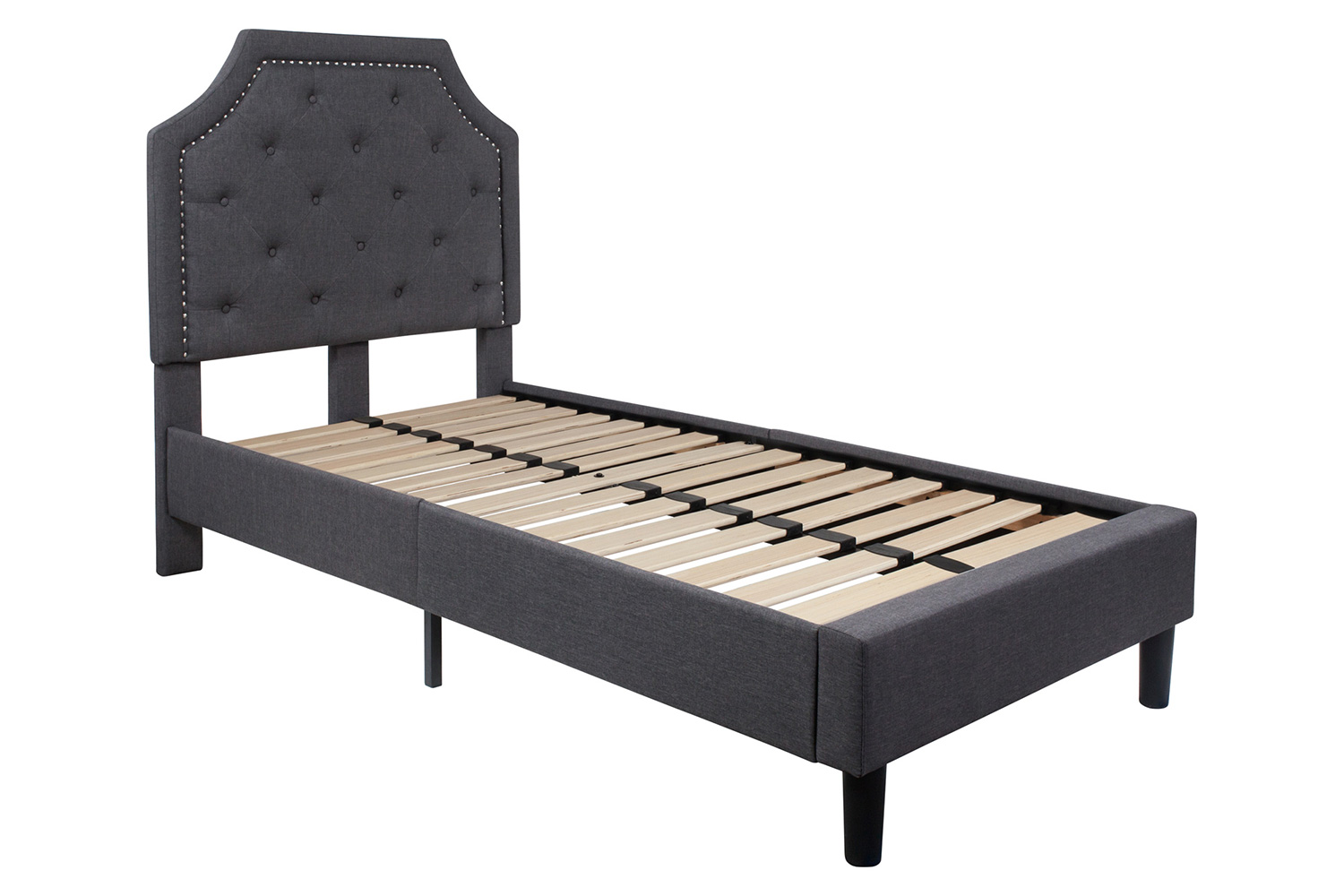 BLNK Brighton Tufted Upholstered Platform Bed - Dark Gray, Twin Size