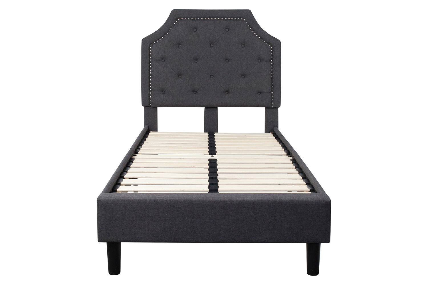 BLNK Brighton Tufted Upholstered Platform Bed - Dark Gray, Twin Size