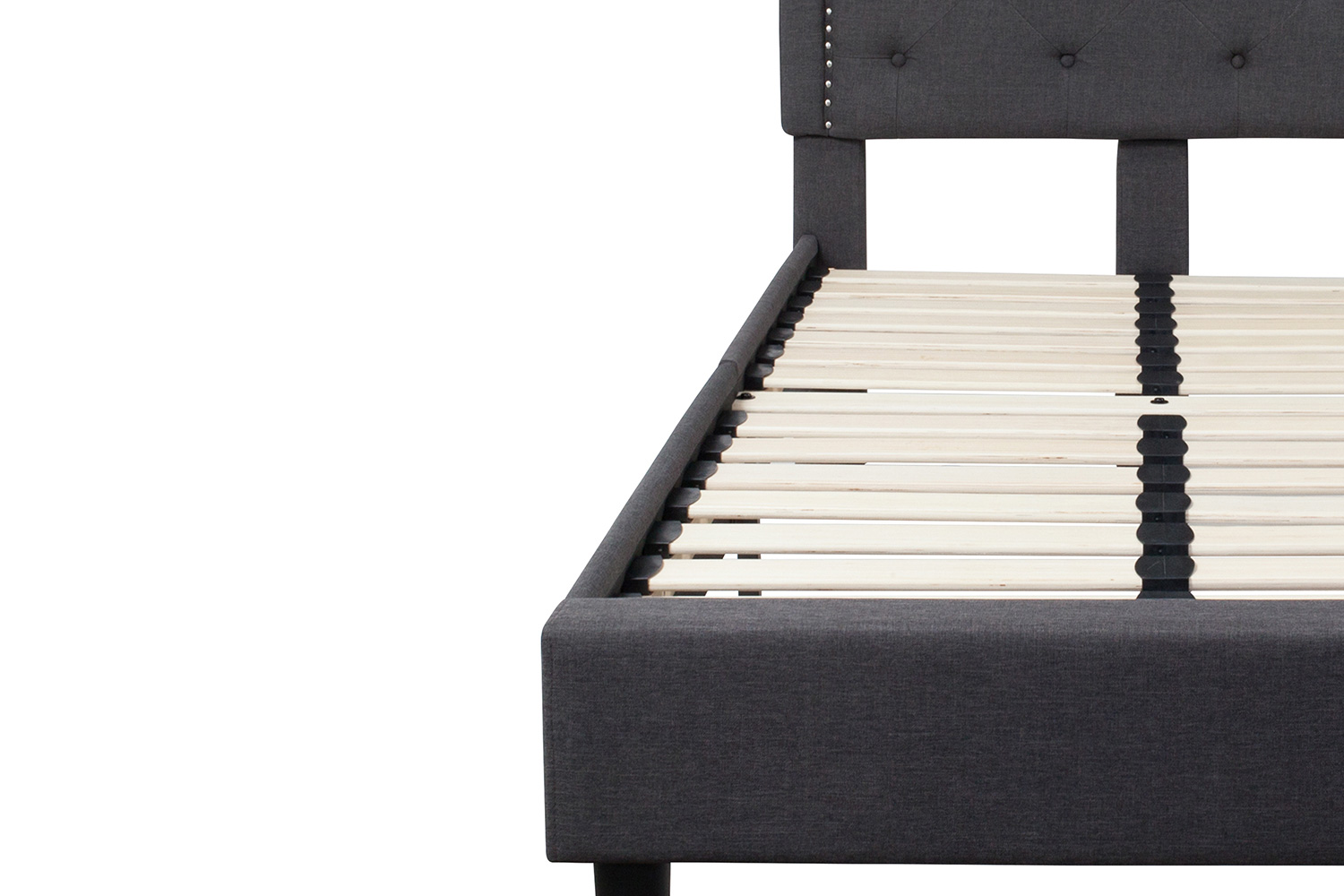 BLNK Brighton Tufted Upholstered Platform Bed - Dark Gray, Twin Size