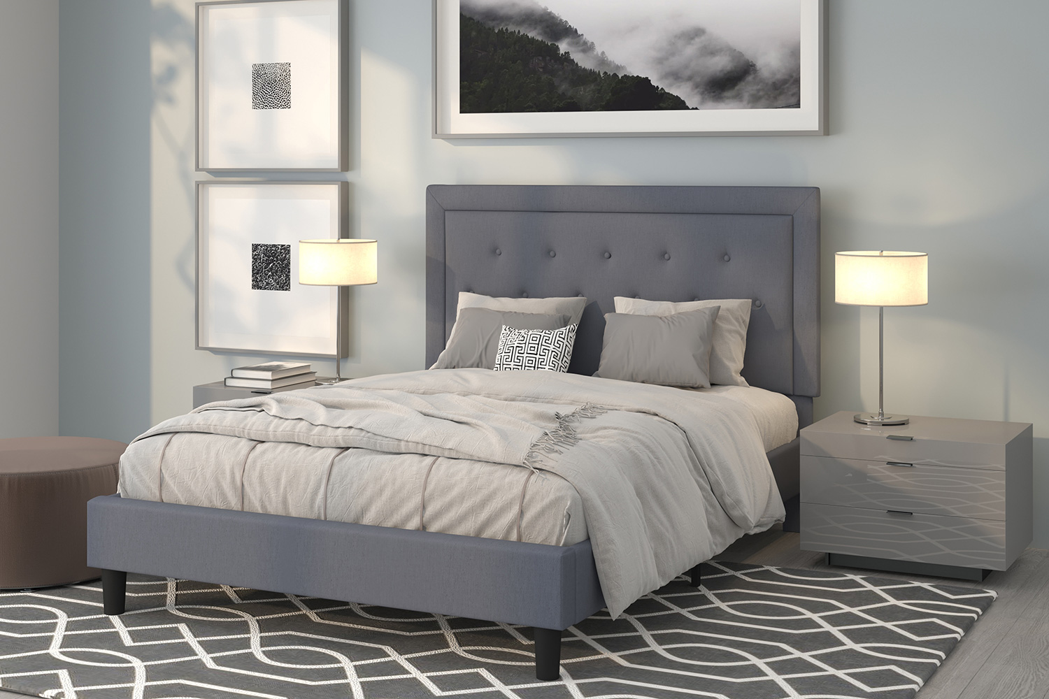 BLNK - Roxbury Tufted Upholstered Platform Bed