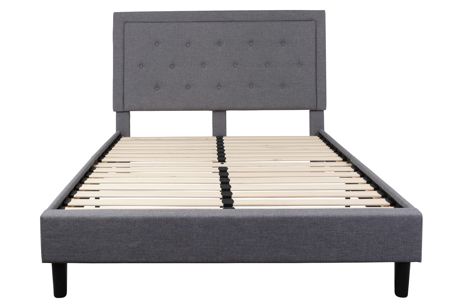BLNK Roxbury Tufted Upholstered Platform Bed with 10" CertiPUR-US Certified Pocket Spring Mattress - Light Gray, Queen Size