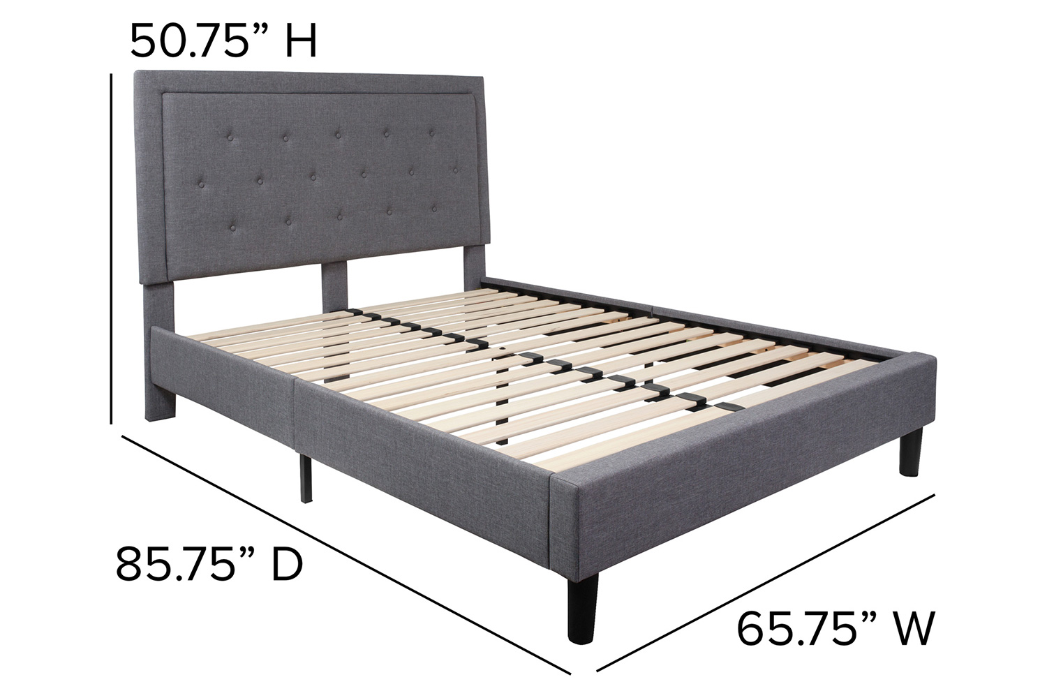 BLNK Roxbury Tufted Upholstered Platform Bed with 10" CertiPUR-US Certified Pocket Spring Mattress - Light Gray, Queen Size