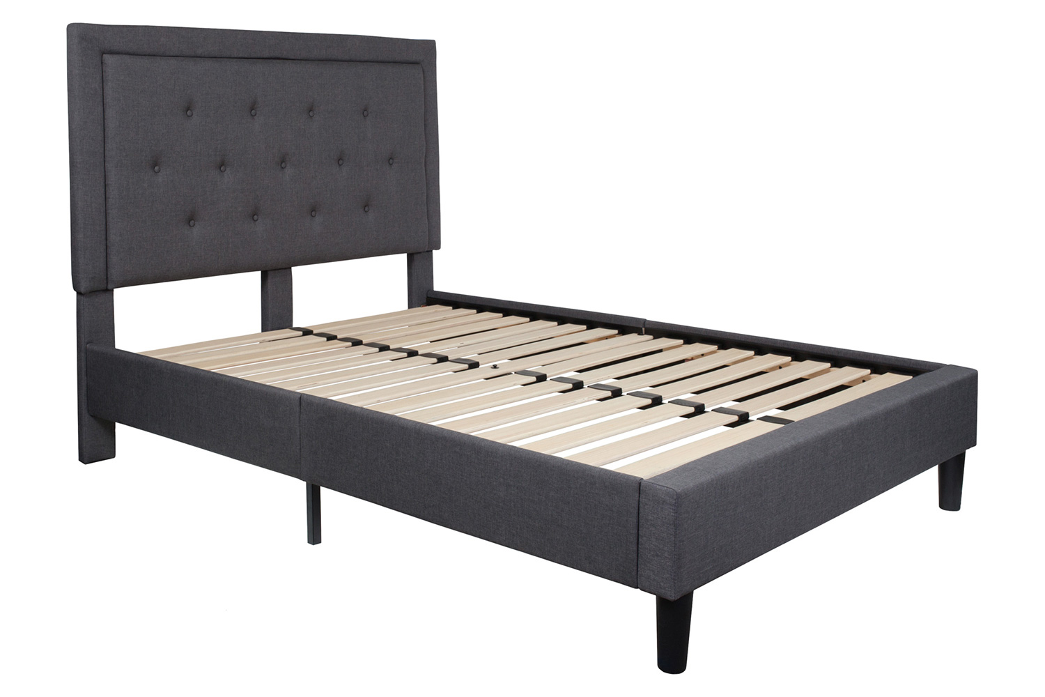 BLNK Roxbury Tufted Upholstered Platform Bed with 10" CertiPUR-US Certified Pocket Spring Mattress - Dark Gray, Full Size