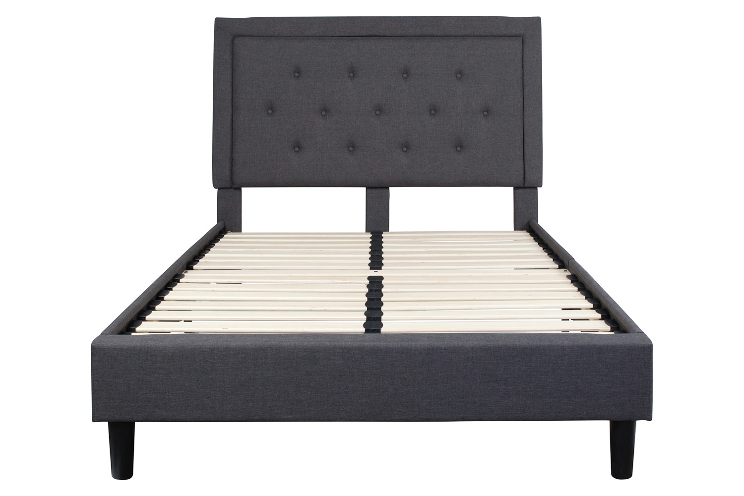 BLNK Roxbury Tufted Upholstered Platform Bed with 10" CertiPUR-US Certified Pocket Spring Mattress - Dark Gray, Full Size