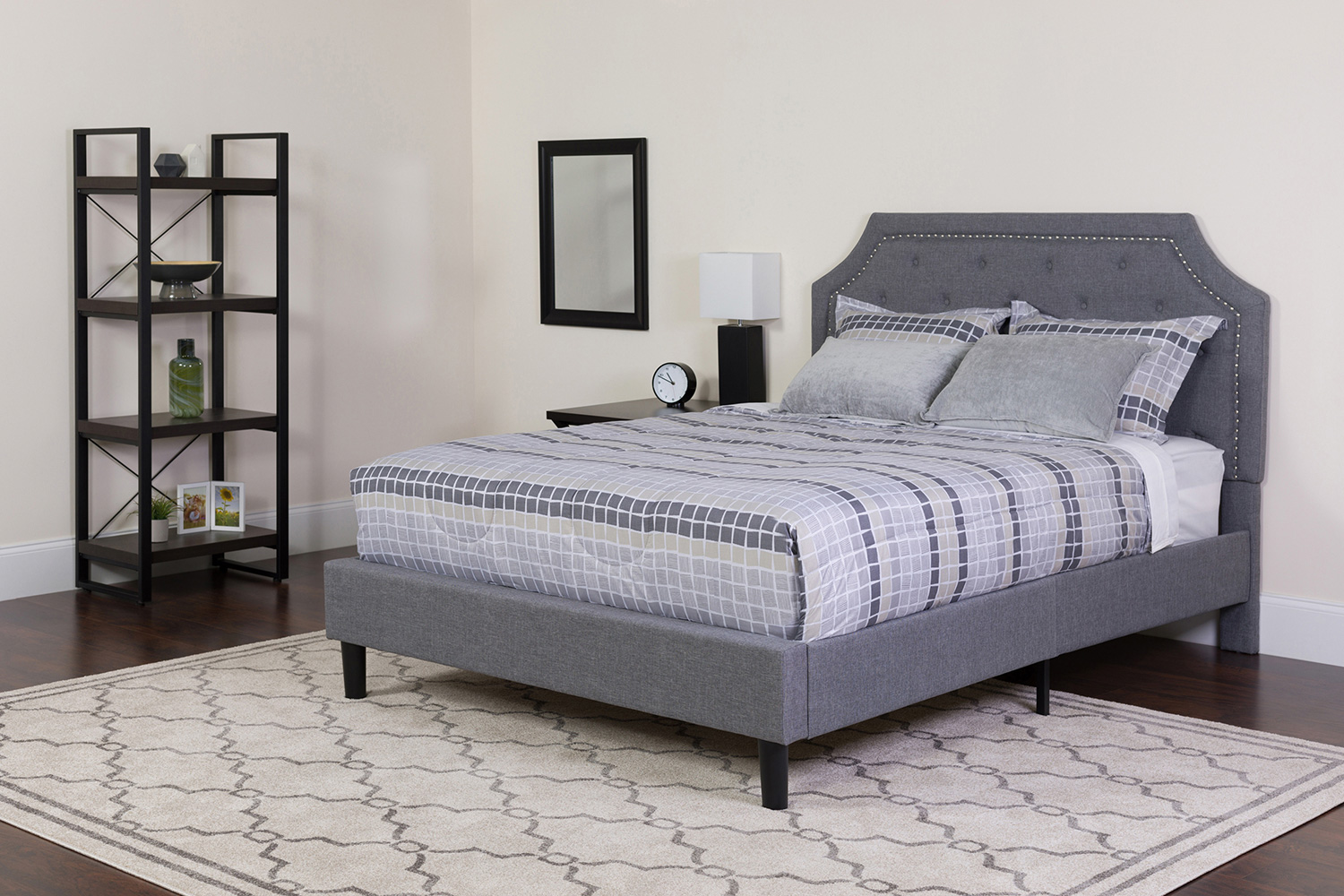 BLNK - Brighton Tufted Upholstered Platform Bed with Memory Foam Mattress