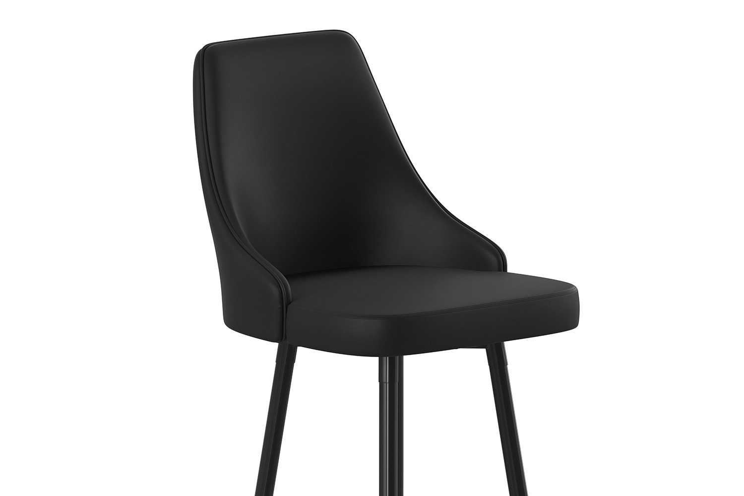 BLNK Shelly Commercial LeatherSoft Counter Height Bar Stools with Solid Black Frames and Chrome Accented Feet and Footrests Set of 2 - Black