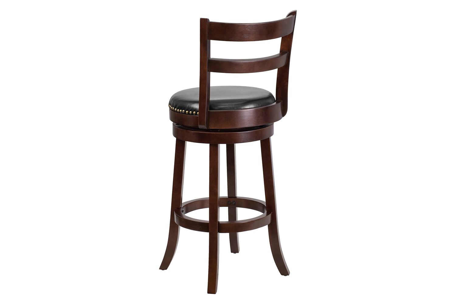 BLNK - Becca Cappuccino Wood Bar Stool with Single Slat Ladder Back and Black Swivel Seat