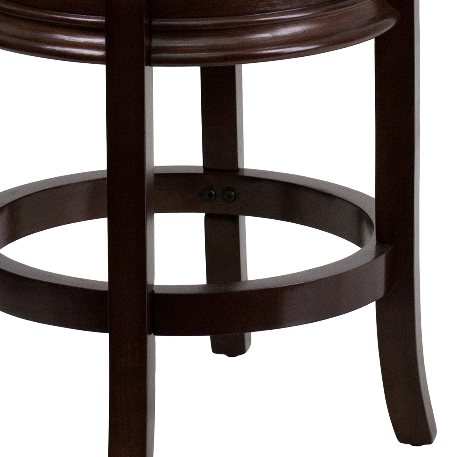 BLNK - Carol LeatherSoft Backless Cappuccino Wood Counter Height Stool with Carved Apron and Swivel Seat