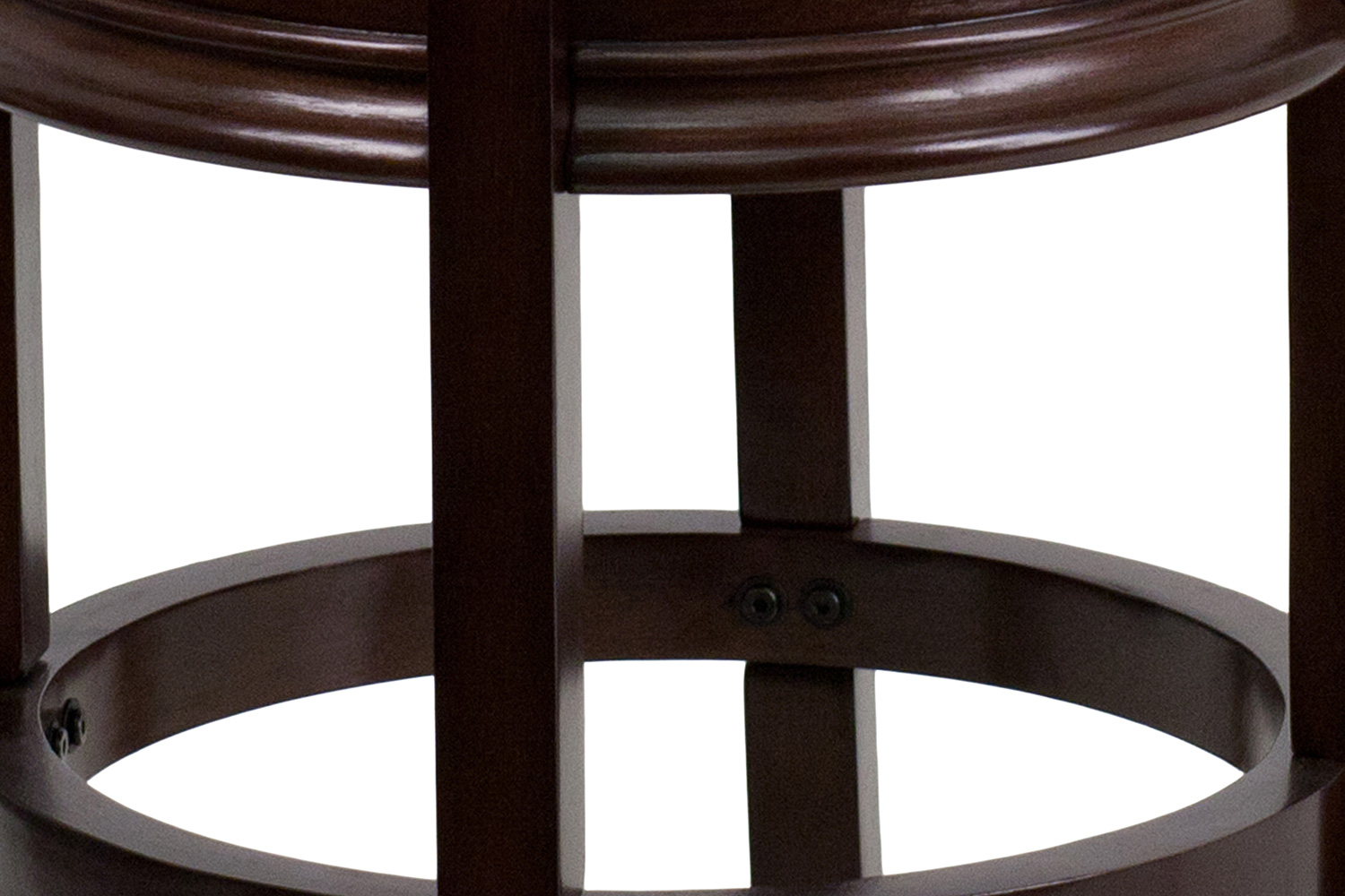 BLNK - Carol LeatherSoft Backless Cappuccino Wood Counter Height Stool with Carved Apron and Swivel Seat