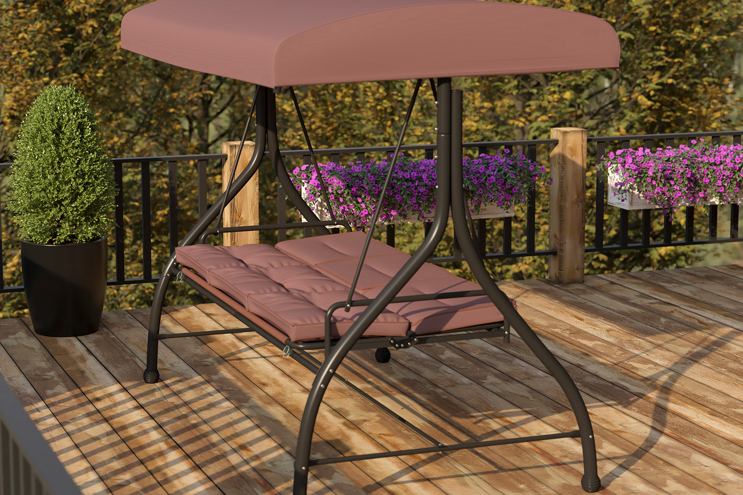 BLNK - Tellis Outdoor Steel 3-Seat Converting Patio Swing Canopy Hammock with Cushions