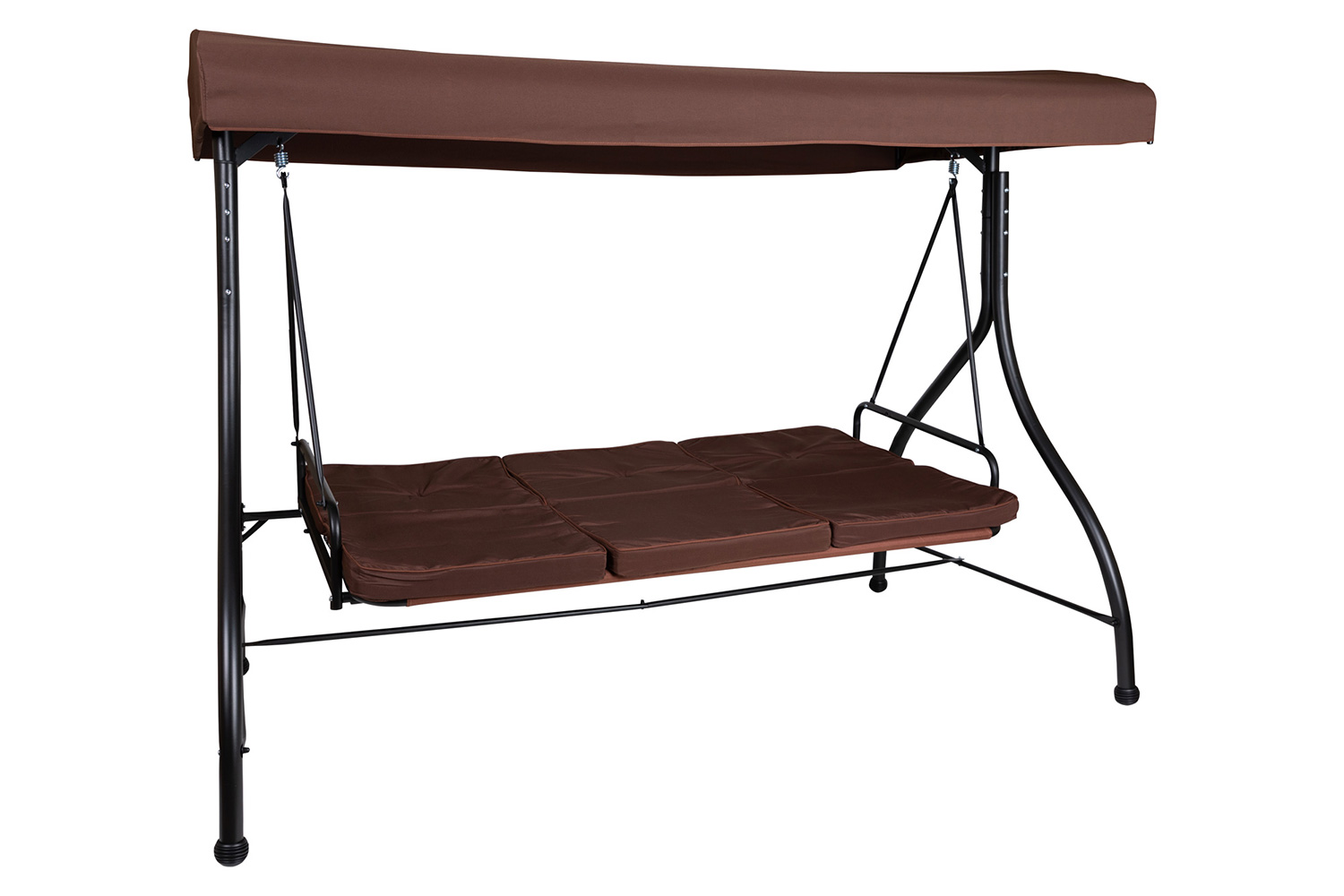 BLNK Tellis Outdoor Steel 3-Seat Converting Patio Swing Canopy Hammock with Cushions - Brown