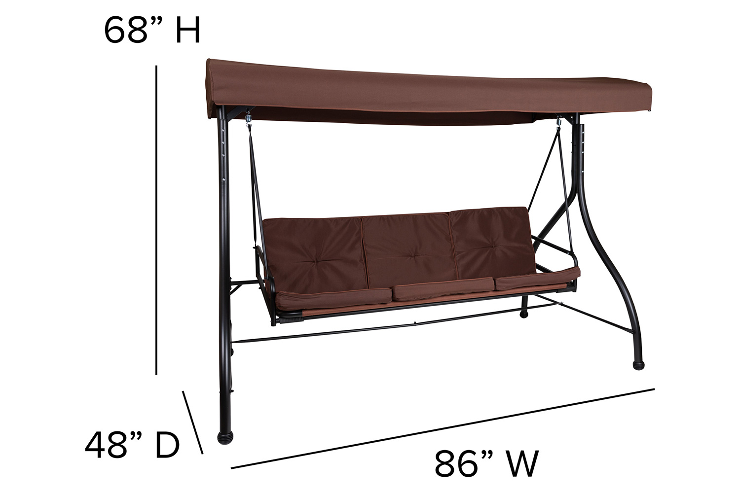 BLNK Tellis Outdoor Steel 3-Seat Converting Patio Swing Canopy Hammock with Cushions - Brown