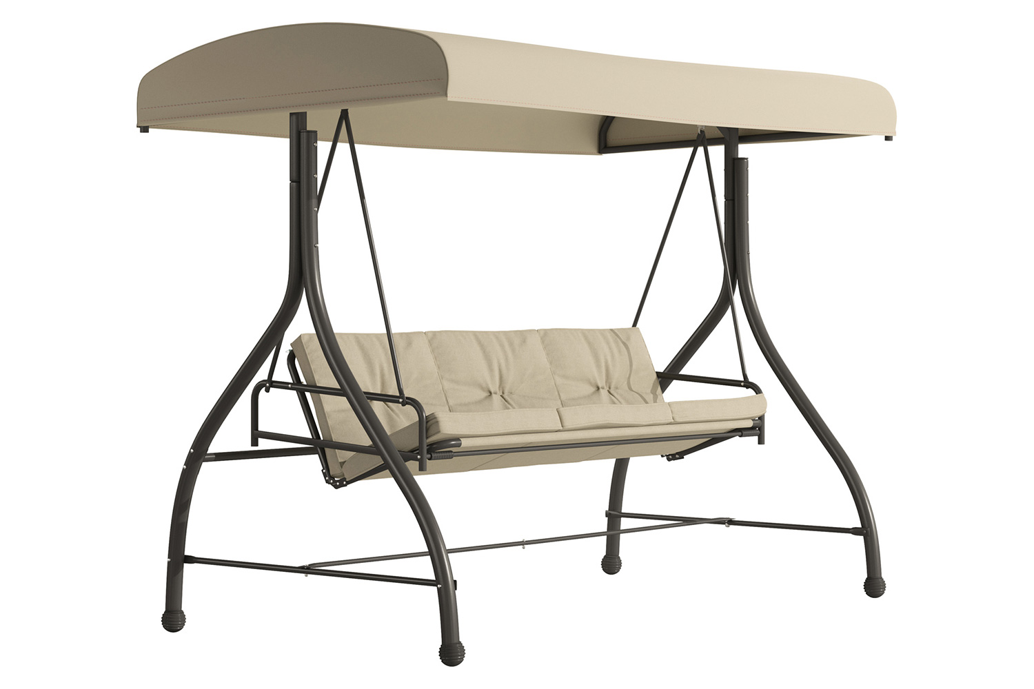 BLNK Tellis Outdoor Steel 3-Seat Converting Patio Swing Canopy Hammock with Cushions - Tan