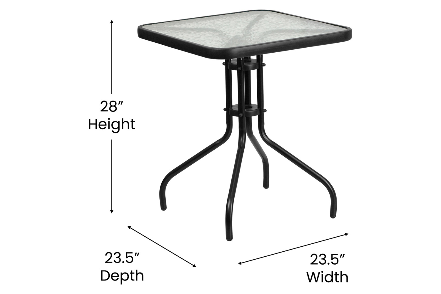 BLNK Square Metal Tempered Glass Table - 23.5"W