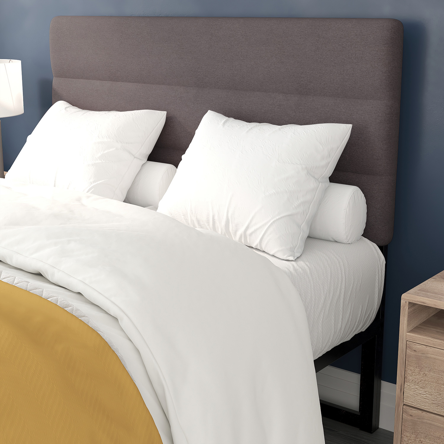 BLNK Paxton Fabric Channel Stitched Upholstered Adjustable Height Headboard - Gray, Full Size