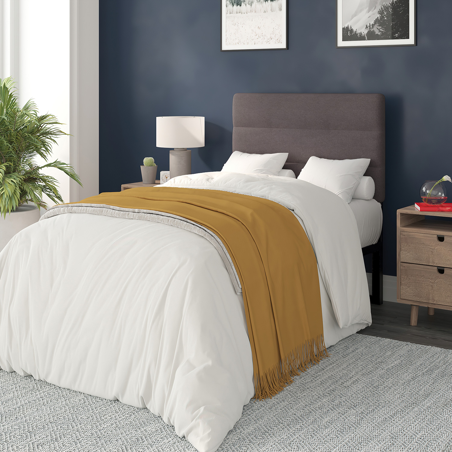BLNK - Paxton Fabric Channel Stitched Upholstered Adjustable Height Headboard