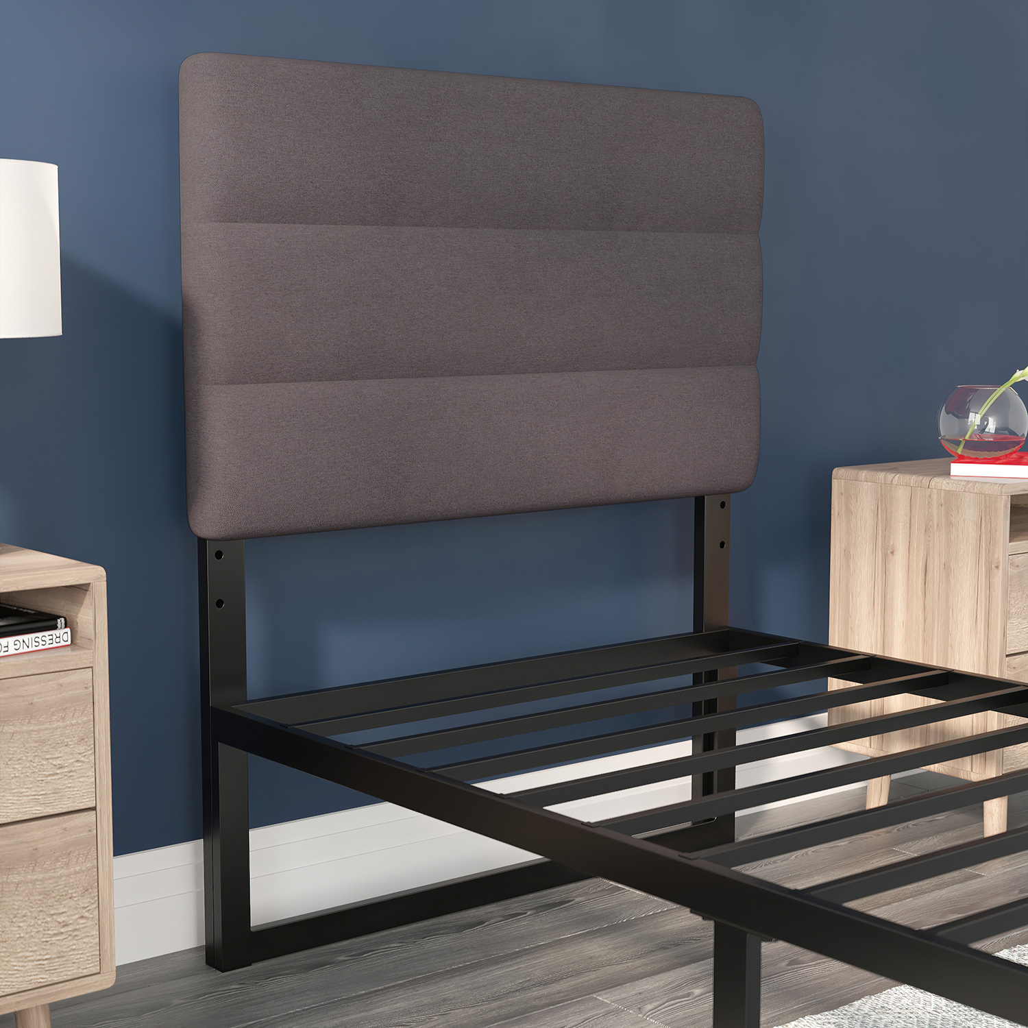 BLNK Paxton Fabric Channel Stitched Upholstered Adjustable Height Headboard - Gray, Twin Size