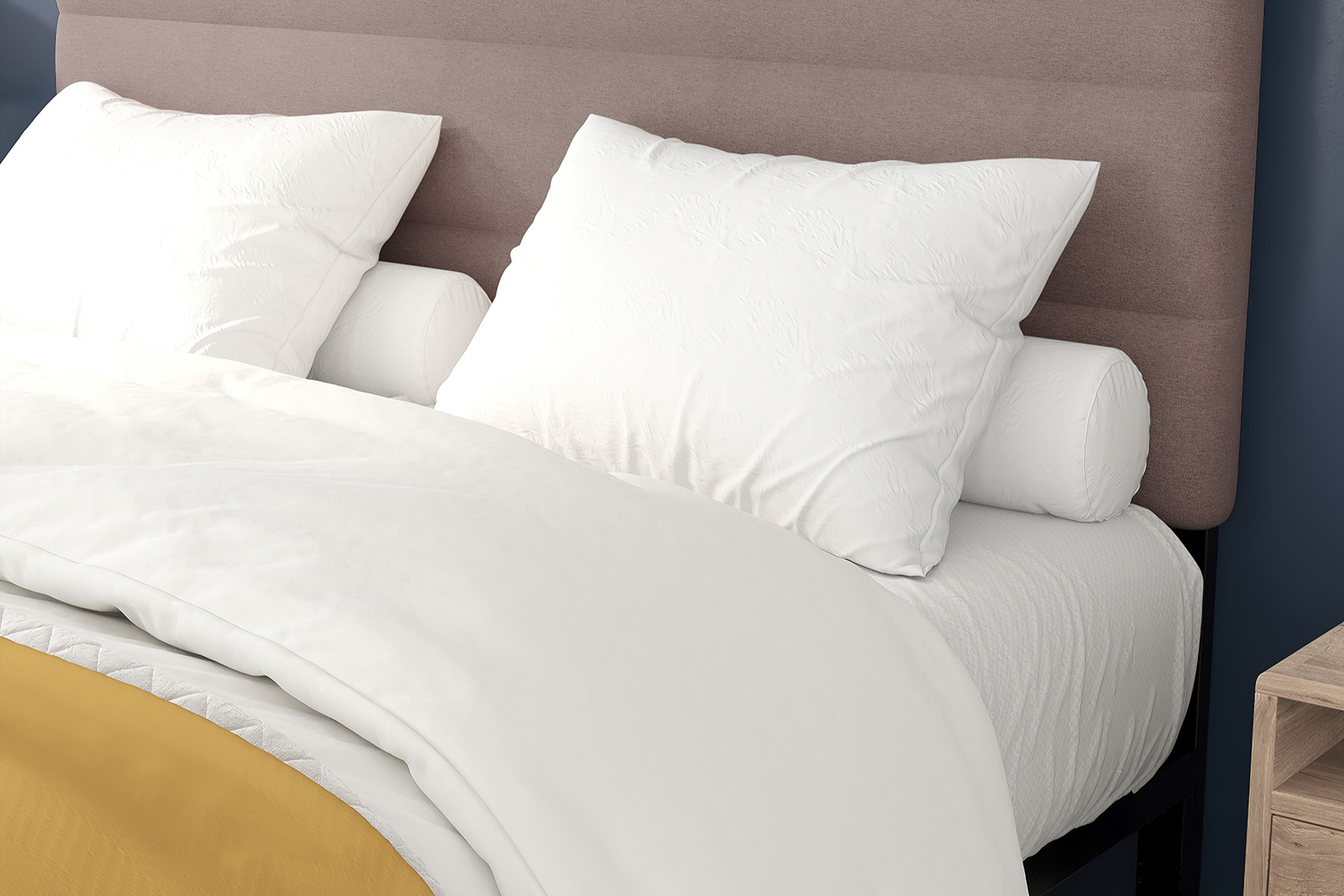 BLNK Paxton Fabric Channel Stitched Upholstered Adjustable Height Headboard - Taupe, Queen Size