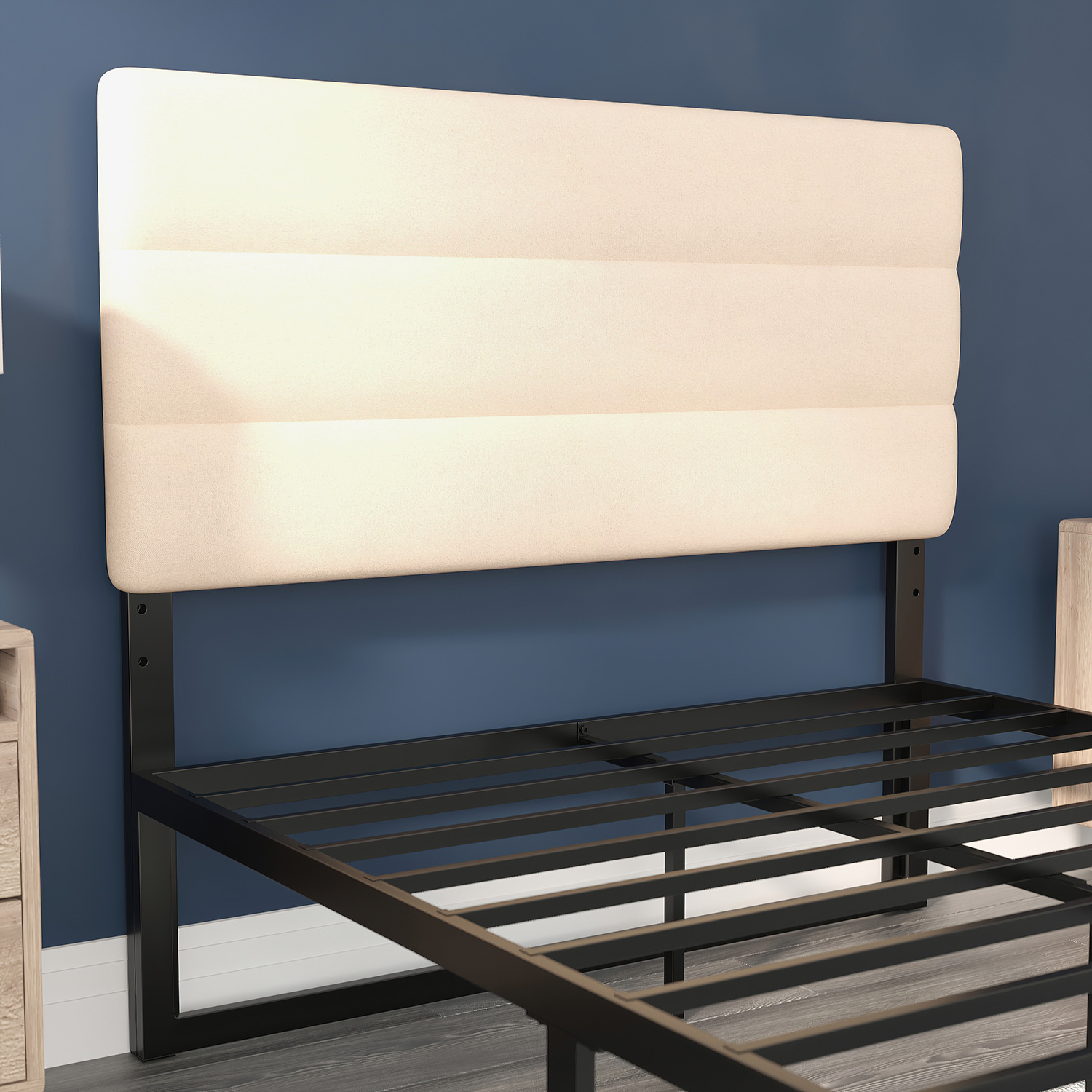 BLNK Paxton Fabric Channel Stitched Upholstered Adjustable Height Headboard - Cream, Full Size