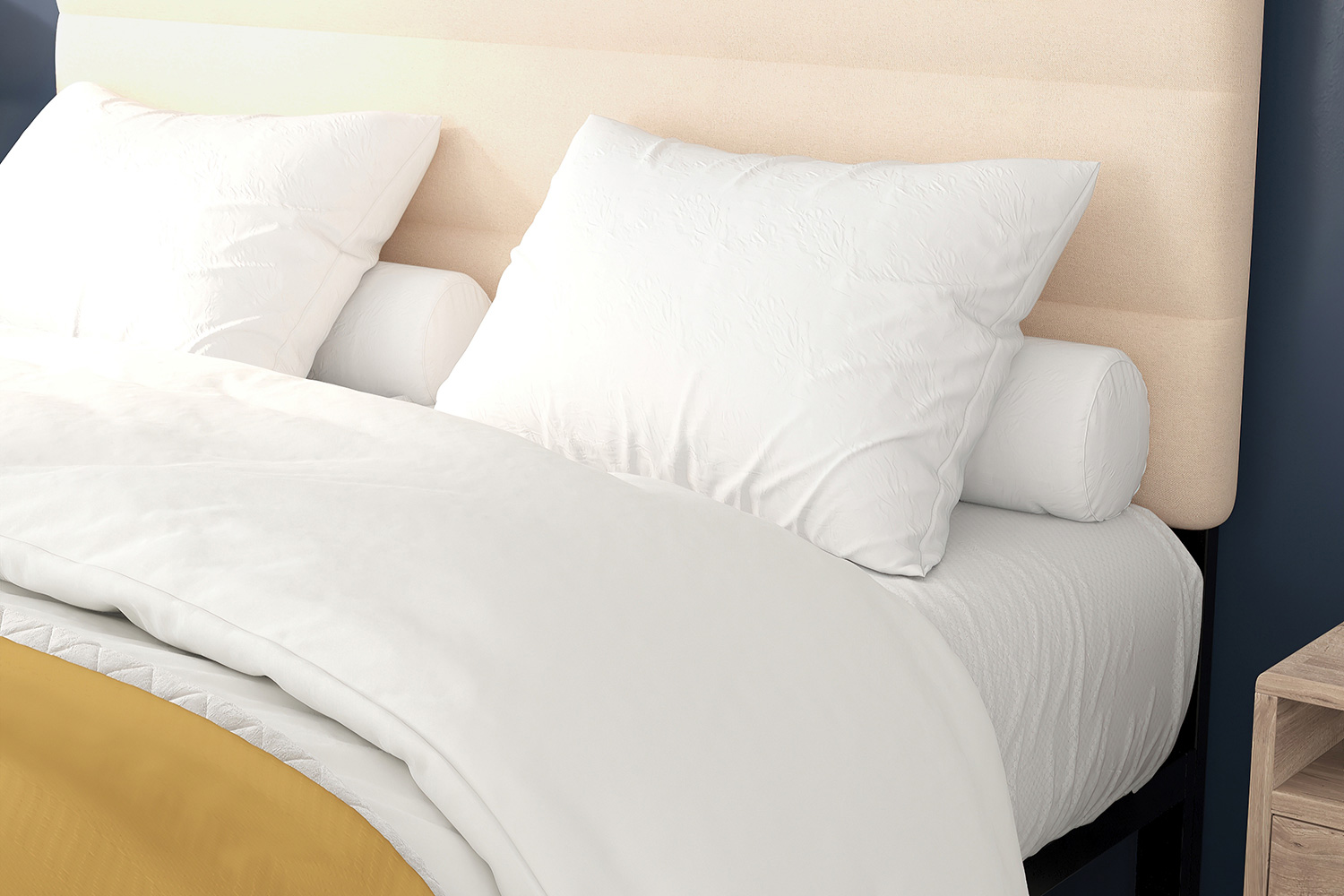 BLNK Paxton Fabric Channel Stitched Upholstered Adjustable Height Headboard - Cream, Queen Size