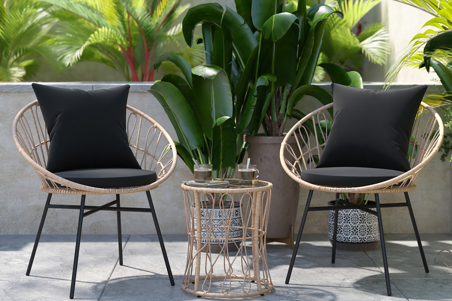 BLNK - Devon Indoor-Outdoor Tan Bistro Set 3-Piece