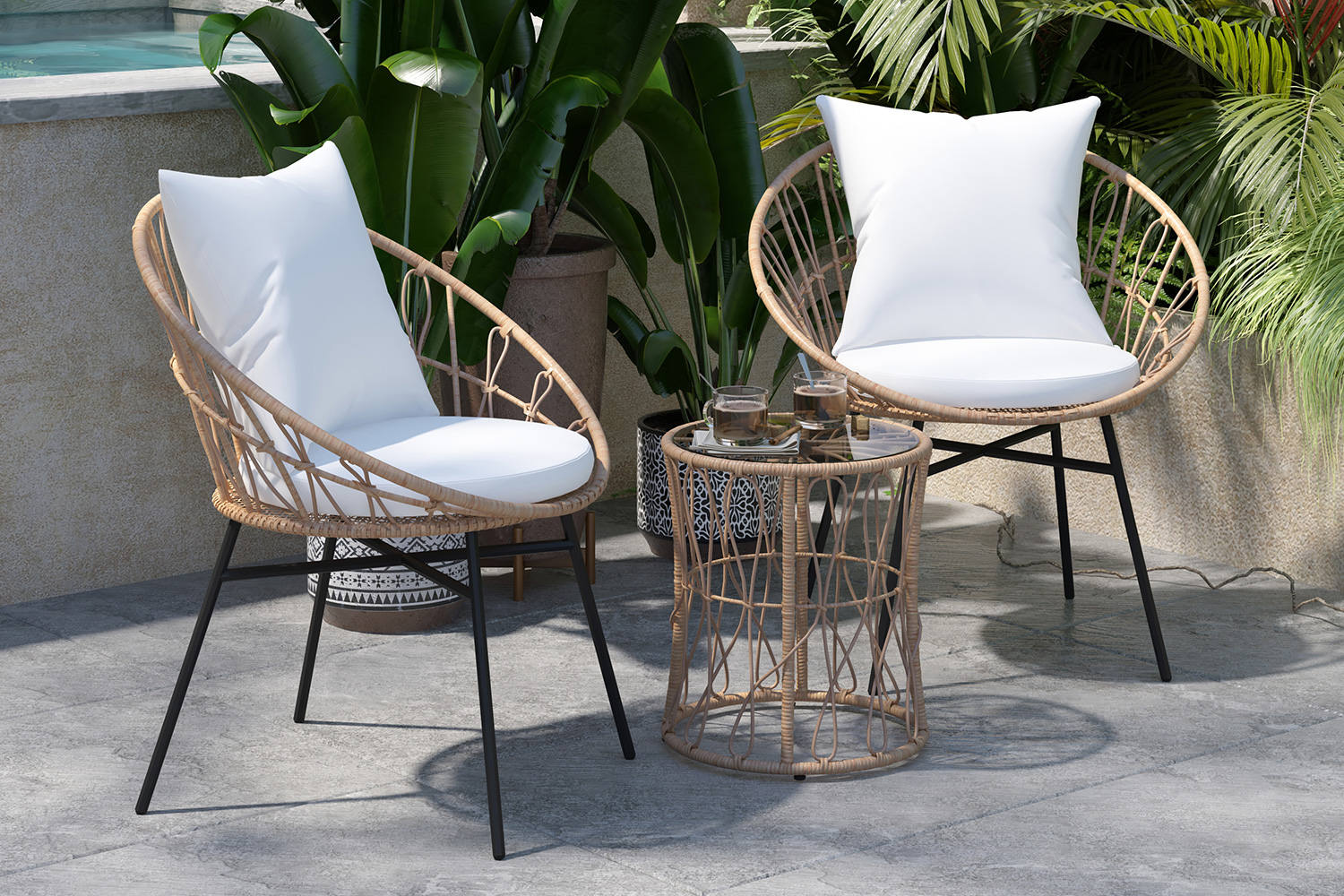 BLNK - Devon Indoor-Outdoor Tan Bistro Set 3-Piece